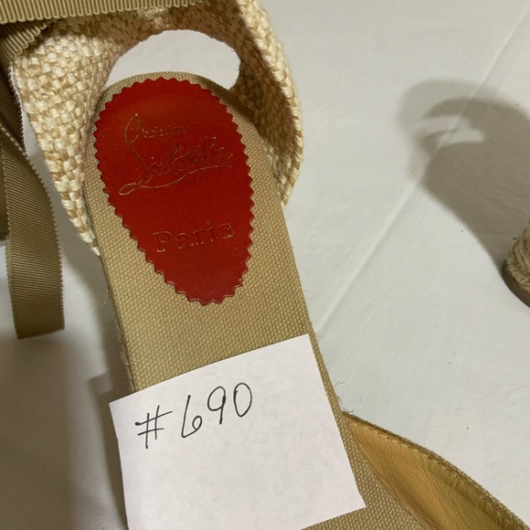 Christian Louboutin Canvas D'Orsay Espadrills
Tan, Round-Toes, Wedge Heel - Picture 13 of 15